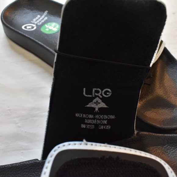 LRG Lifted Research Group Mens Slides Sandal Shoes Black/White Cursive New 8 - Picture 3 of 7